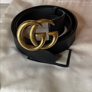Gucci Black Belt with Gold Buckle